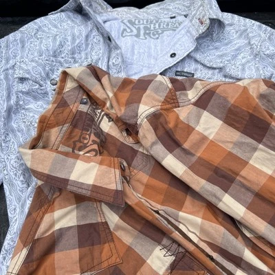 Camisa occidental Southern Threads para hombre broches de presión de perlas, manga larga, M Foto 1 de 4