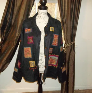 LIZ & ME Vintage Art To Wear bestickte Patchwork Damen Jacke 1X gebraucht  - Bild 1 von 10