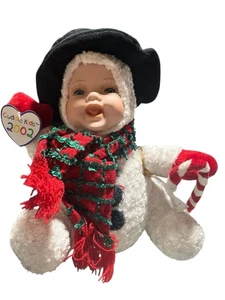 Geppeddo Cuddle Kids Navidad 2002 Jack Frost porcelana cara con caja - Imagen 1 de 5