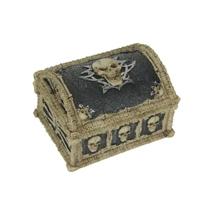 Resin Skull Treasure Chest Trinket Box Decorative Skeleton Jewelry Storage Trunk - Picture 1 of 3