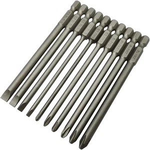 Juegos de brocas de destornillador Phillips de cabeza ranurada larga y cruz con vástago hexagonal de 1/4 de pulgada - Imagen 1 de 12