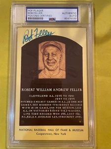 HOF Plaque Postcard PSA/DNA Autograph Auto Bob Feller Cleveland Indians - Picture 1 of 2