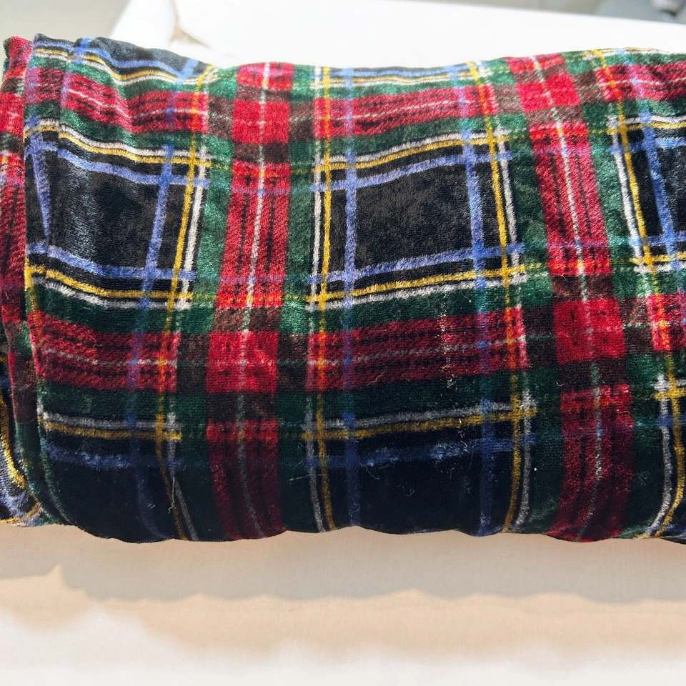 Pantalones cómodos J. Jill terciopelo rojo negro escocés tartán pierna recta grandes vacaciones Foto 1 de 4