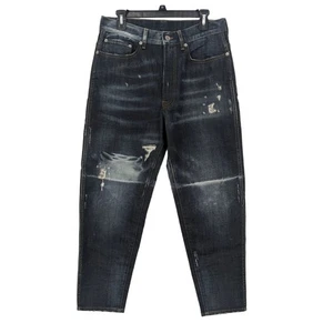 Distressed Boyfriend Jeans Damen Größe 32 Reconstructed Dark Wash Tapered Fit Y2K - Bild 1 von 11