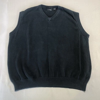 Chaleco Suéter Greg Norman Para Hombres Talla XXL Negro Sólido Cuello en V Logo de Tiburón Foto 1 de 4
