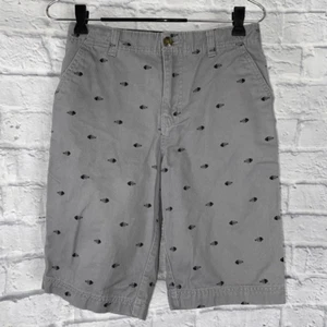 Faded Glory youth boys 14 100% cotton chino shorts w/fish skeleton grey - Picture 1 of 6