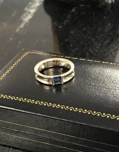 Tiffany + Co 18k White Gold Sapphire Baguette Stackable Band Ring 1997 - Size 3 - Picture 1 of 11