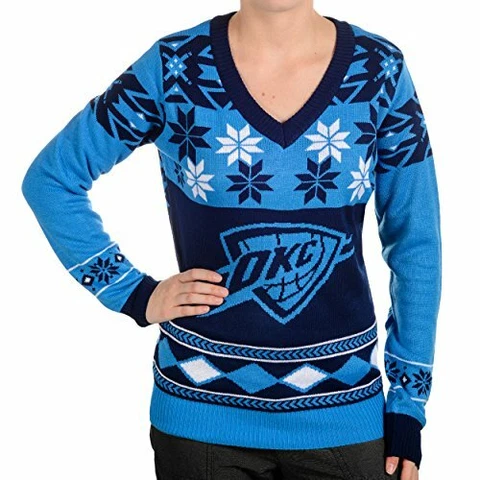 Oklahoma City Thunder Womens Big Logo V-Neck Sweater Medium Cover