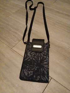 BAGGALLINI BLACK GRAY FLORAL CROSSBODY BAG RFID LIGHTWEIGHT TRAVEL ADJUSTABLE - Picture 1 of 5