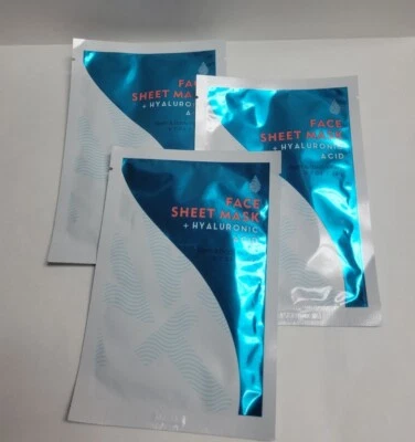 3 Bath & Body Works Water Face Sheet Mask + HYALURONIC ACID HTF - Image 1 of 2