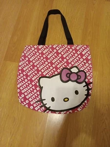 Vintage Hello Kitty Canvas Tote Bag purse Vinyl Kitty Pink & White 14" 1976,2010 - Picture 1 of 16