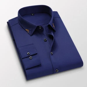 Mens Dress Shirts Formal Business Button Down Long Sleeves Casual Shirts Tops - Picture 1 of 16