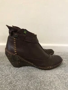 El Naturalista Boots Size 3 Brown Leather Wedge Ankle Boots EU 36 - Picture 1 of 4