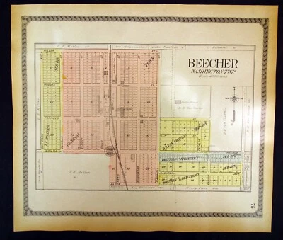 1910 Plat Map Town of Beecher Will County  Illinois Washington Township - Image 1 of 4