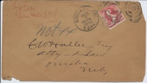 Sioux Falls South Dakota 8/8/1894 cover 2 cent Washington to Omaha Nebraska - Picture 1 of 2