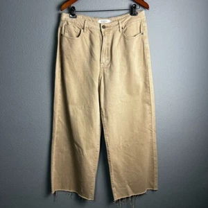 NWT Hidden Jeans Nori Wide Leg Cropped Raw Hem Khaki Pants Lagenlook Size 31 - Picture 1 of 15