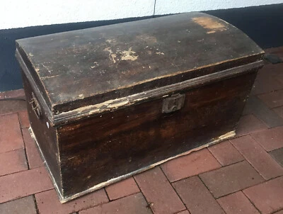 Alte kleine Runddeckeltruhe ca. 66x35x37 cm - Bild 1 von 4