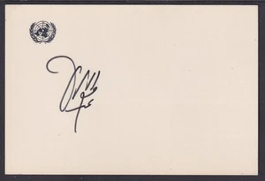 Abdul Rahman Pazhwak, UN General Assembly President, signed United Nations card - Picture 1 of 1
