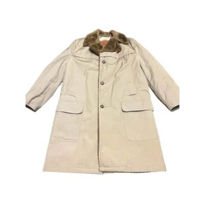 Trench cappotto uomo vintage woolrich foderato pelliccia sintetica tela uomo taglia 42 lungo - Foto 1 di 10