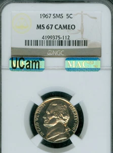 1967 JEFFERSON NICKEL NGC MS 67 SMS CAMEO PQ  MAC UCAM & SPOTLESS $650.00 . - Picture 1 of 2