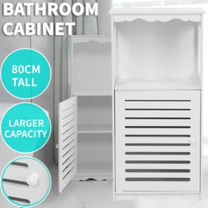 80cm Bathroom Storage Cabinet Organiser Cupboard Shelf Tall Slim Laundry Toilet - Picture 1 of 11