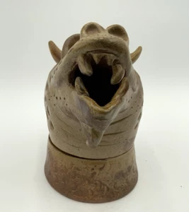 RARE Japanese Makers Marked Studio Art Pottery Dragon Incense Burner 2 Pcs OOAK - Picture 1 of 12
