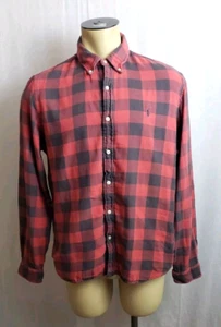 Camicia Ralph Lauren rossa a quadretti vestibilità classica indaco non infilata uomo grande - Foto 1 di 7