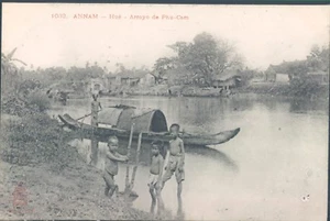 PC INDOCHINA Annam Hue Phu-Cam River Boys década de 1910 - Imagen 1 de 2