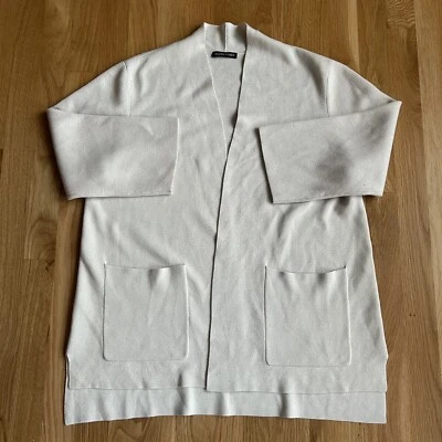 Cárdigan abierto Eileen Fisher seda algodón orgánico crema para mujer bolsillos delanteros Foto 1 de 4