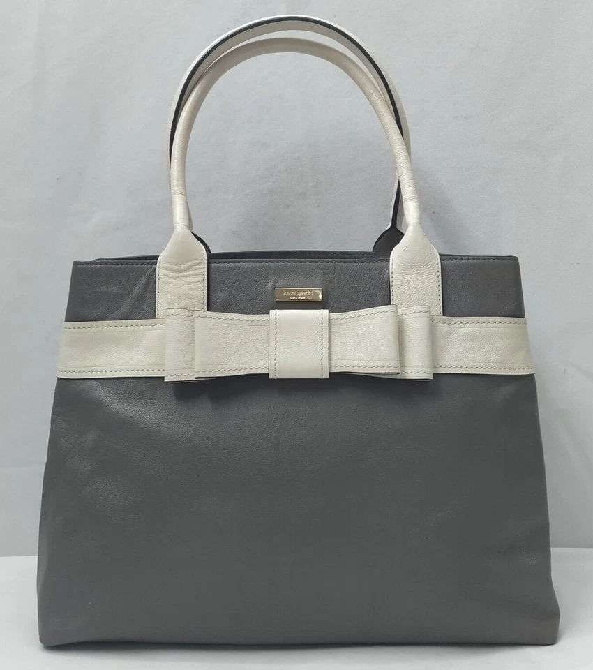 Bolso de hombro grande Kate Spade New York de cuero gris con doble asa Foto 1 de 4