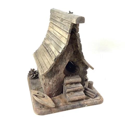 Rustic All Wood Cabin Bird House Forest Fairy House Fantasy Shack Ready To Hang Cover