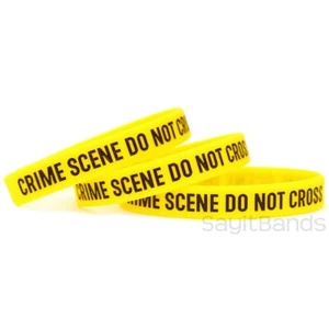 Tres (3) DE LA ESCENA DEL CRIMEN NO SE CRUZAN Pulseras - CSI Pulseras de Silicona Amarilla - Imagen 1 de 3