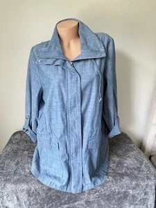 Plus Size Croft & Barrow Chambray Shacket Jacket $54 Size Xxl 2x Drawstring - Picture 1 of 12