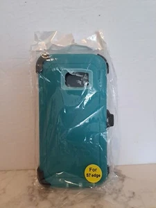 Samsung Galaxy S7 Edge Teal/Aqua Rugged Defender Case With Belt Clip - Picture 1 of 6