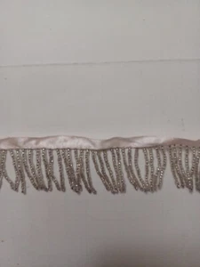 Clear Bead Decorative Purse/Tote Trim Lt Pink Ribbon 1 yd Crafting Sewing NEW  - Picture 1 of 2