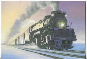 NEW LEANIN TREE Christmas Card 4.75x675 Union Pacific 4-8-8-4 Sherman Hill Train - Picture 1 of 3