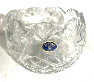 CRYSTAL BOWL BOHEMIA CZECH REPUBLIC CANDY OR TRINKET DISH WITH OVER 24% LEAD - Picture 1 of 12