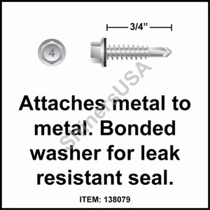 (5000) Self Drilling 410 Stainless Screw 8-18x3/4 TEK 2 w/Bonded Washer 138079 - Picture 1 of 1