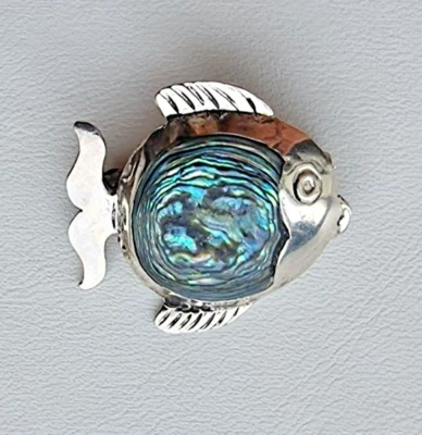 AHR FABULOSO BROCHE PRENDEDOR PEZ MADREPERLA VINTAGE Foto 1 de 4