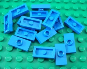 LEGO Lot of 15 Blue 1x2 Plates with 1 Stud - Picture 1 of 1