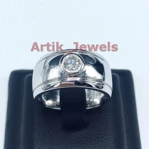 Moissanite With White Gold Plated 925 Sterling Silver Band Ring for Men's #243 - Picture 1 of 11
