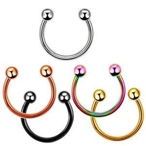HUFEISEN PIERCING NASENPIERCING SEPTUM LIPPEN OHR TRAGUSRING INTIM ROSEGOLD GOLD - Bild 1 von 6