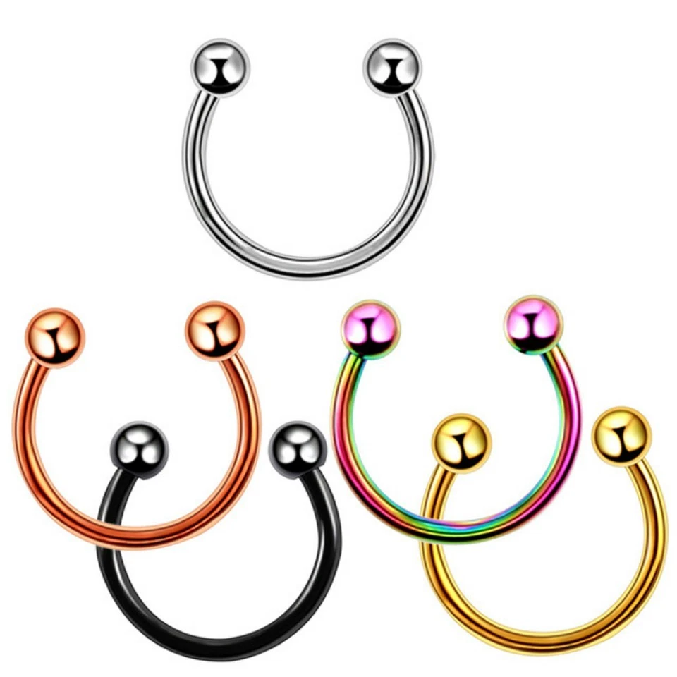 HUFEISEN PIERCING NASENPIERCING SEPTUM LIPPEN OHR TRAGUSRING INTIM ROSEGOLD GOLD - Bild 1 von 1