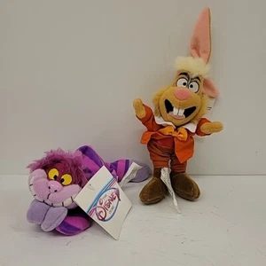 Vintage Disney Store März Hase und Grinsekatze Menge 2 Plushes mit Etikett 9" - Bild 1 von 5