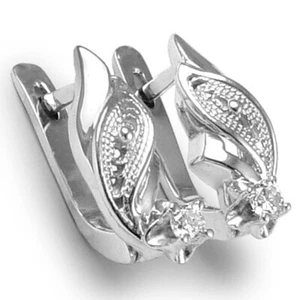 925 Sterling Silver Genuine Diamond Filigree European Earrings $299 - Picture 1 of 4