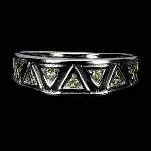925 Sterling Silver Ring Round Peridot Natural Gemstone Jewelry Size 9 - Picture 1 of 14