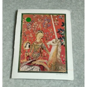 THEA GOUVERNEUR Kreuzstich Set Dame und Einhorn Mittelalter Gobelin Leinen selten - Bild 1 von 2