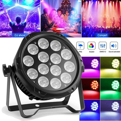 Waterproof 14 LED Par Lights Stage Light,  Outdoor RGBW Uplighting DMX Lighting - Image 1 of 4