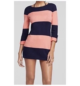 NEW $118 SZ L TOMMY BAHAMA MARE CORAL / NAVY STRIPED SWIM COVER DRESS - Picture 1 of 3