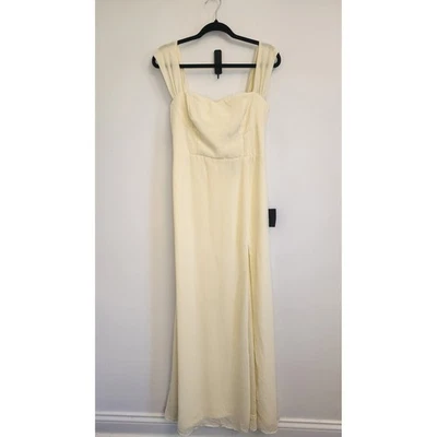 Lulus Cream Yellow Maxi Dress Sleeveless Slit Size Large NWT - Image 1 of 4